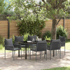 Garten Essgruppe 7 pcs Schwarz und Grau PE-Rattan