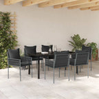 Garten Essgruppe 7 pcs Schwarz und Grau PE-Rattan