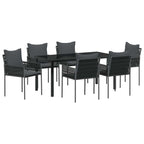 Garten Essgruppe 7 pcs Schwarz und Grau PE-Rattan