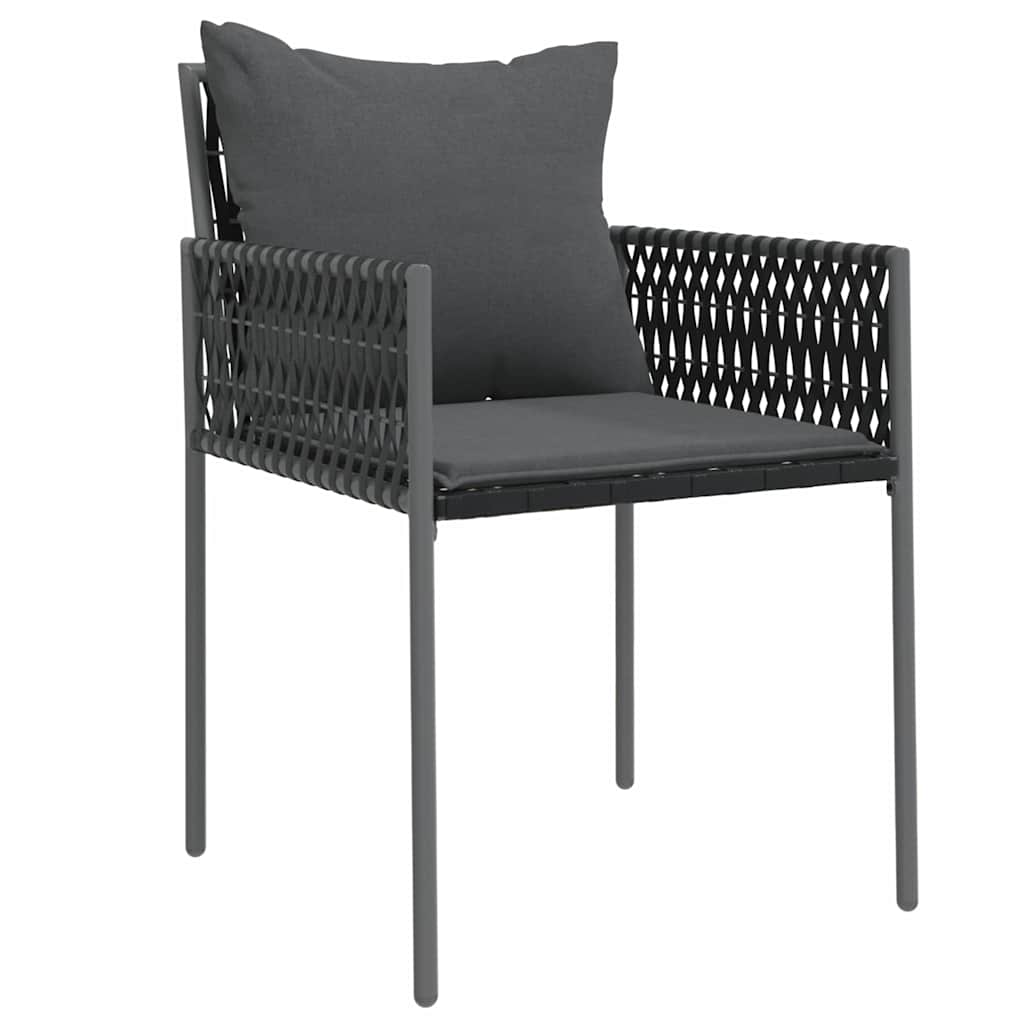 Garten Essgruppe 7 pcs Schwarz und Grau PE-Rattan