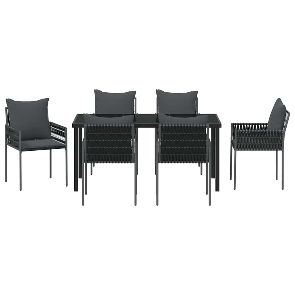 Garten Essgruppe 7 pcs Schwarz und Grau PE-Rattan