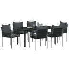 Garten Essgruppe 7 pcs Schwarz und Grau PE-Rattan