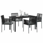 Garten Essgruppe 5 pcs Schwarz PE-Rattan