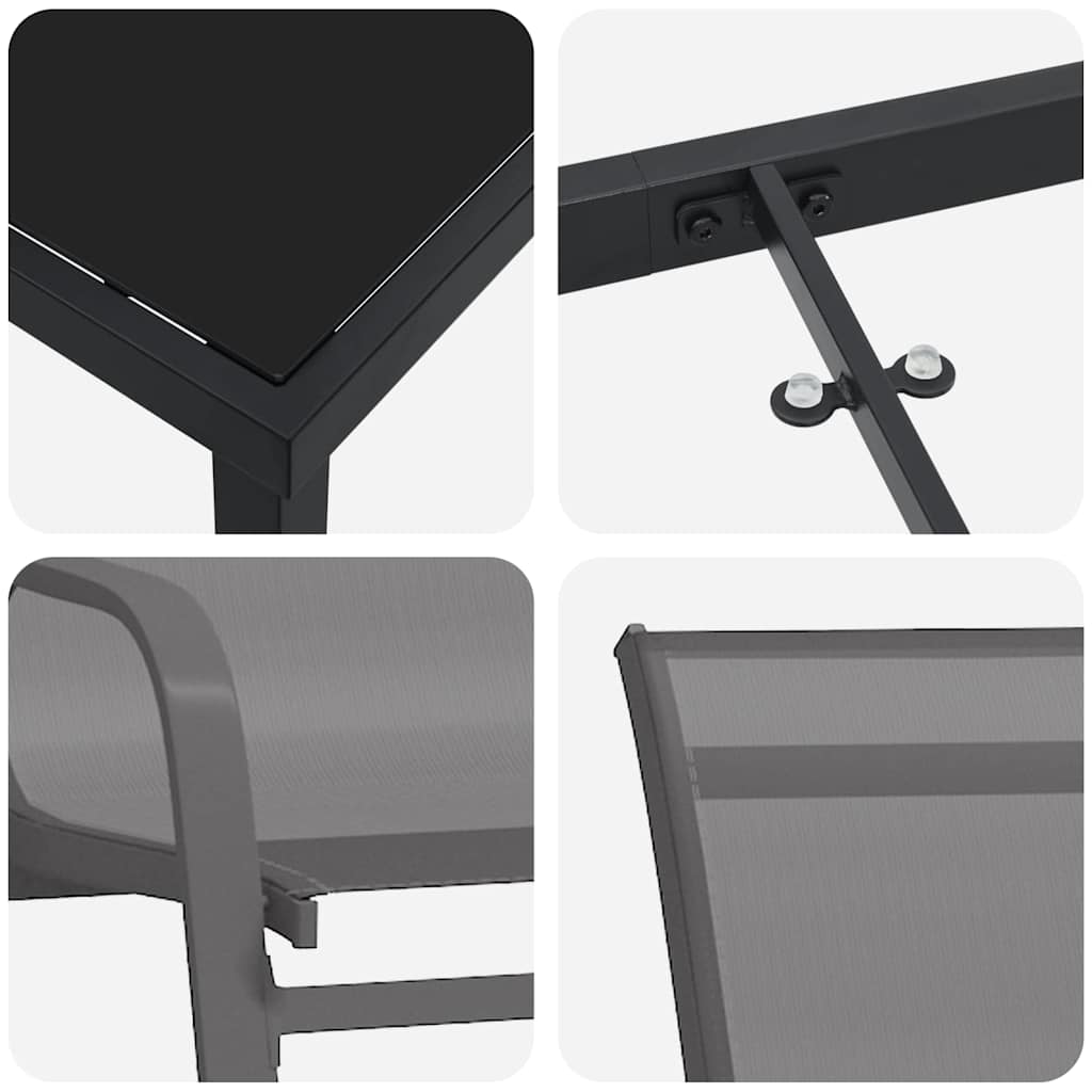 Garten Essgruppe 5 pcs Grau und Schwarz