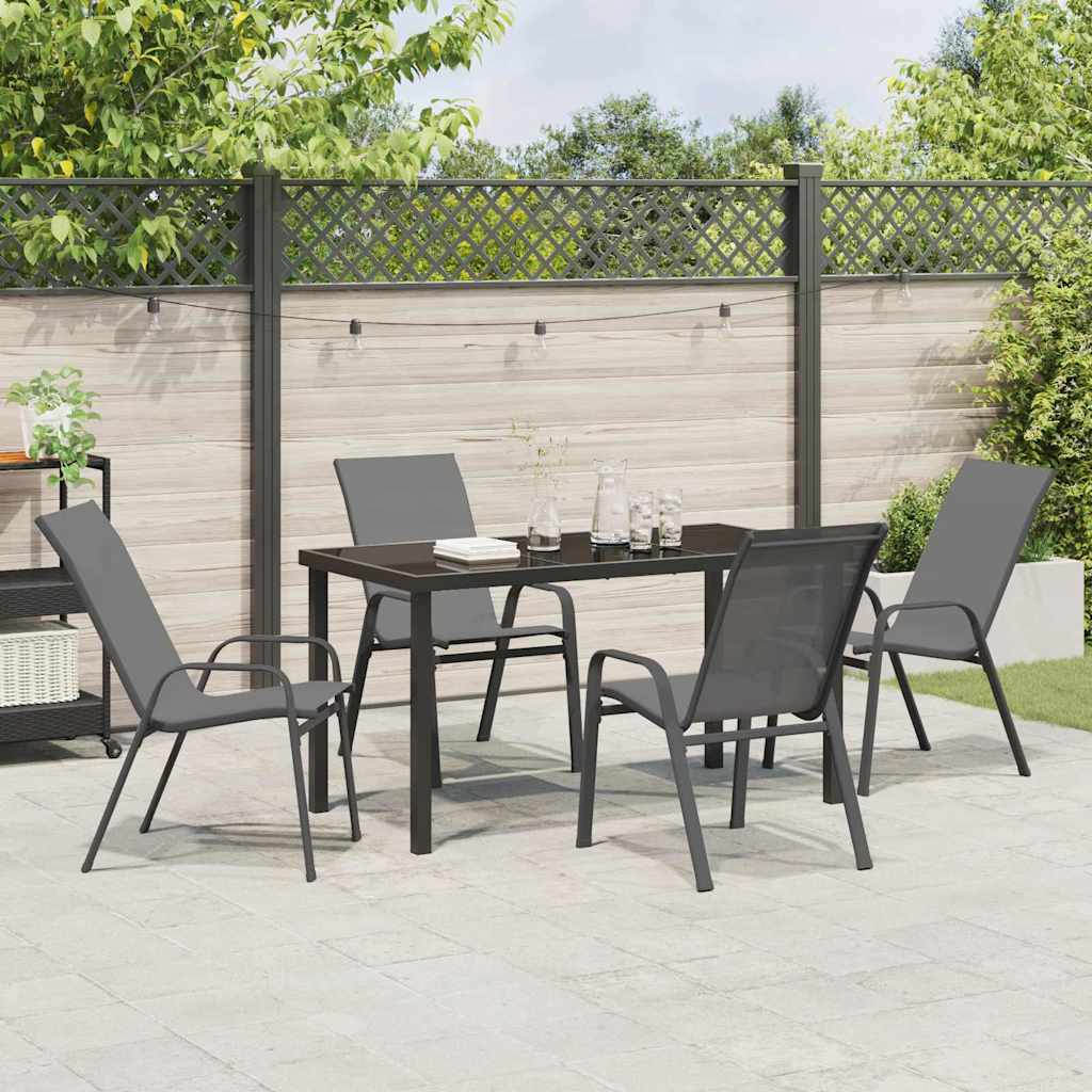 Garten Essgruppe 5 pcs Grau und Schwarz