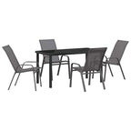 Garten Essgruppe 5 pcs Grau und Schwarz