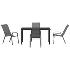 Garten Essgruppe 5 pcs Grau und Schwarz