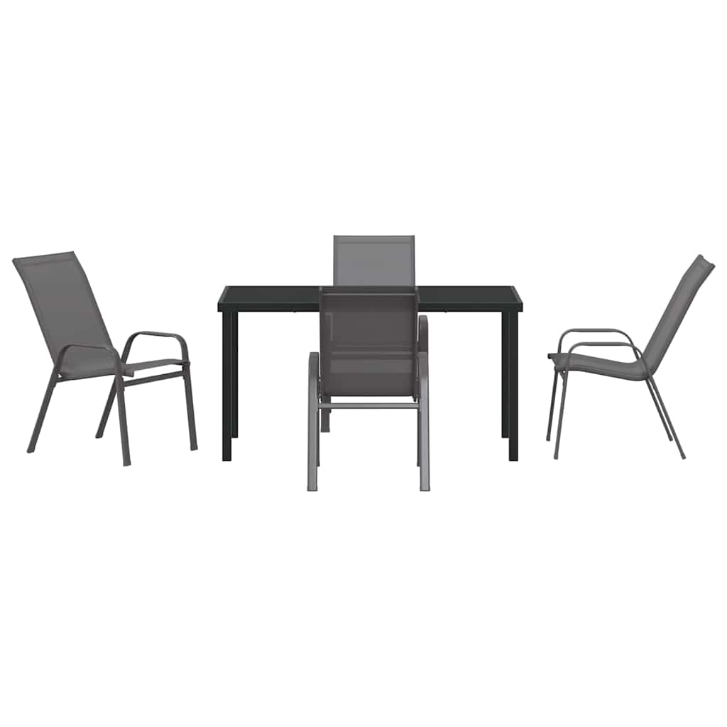 Garten Essgruppe 5 pcs Grau und Schwarz