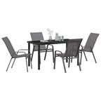 Garten Essgruppe 5 pcs Grau und Schwarz