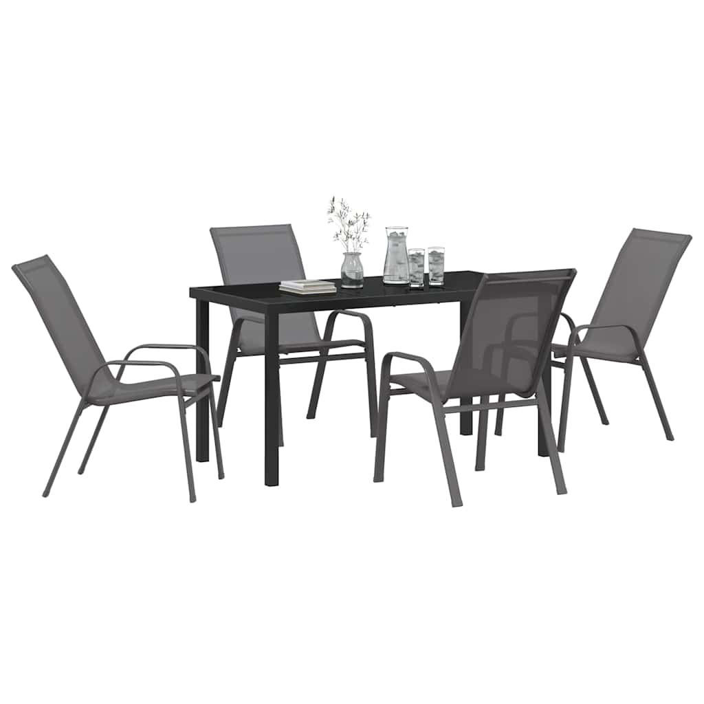 Garten Essgruppe 5 pcs Grau und Schwarz