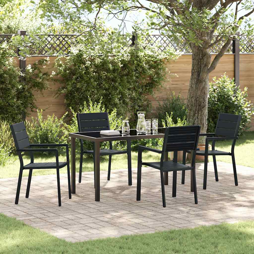 Garten Essgruppe 5 pcs Schwarz Pulverbeschichteter Stahl