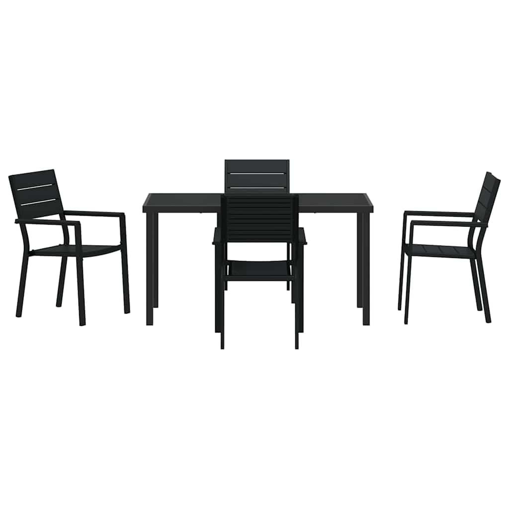 Garten Essgruppe 5 pcs Schwarz Pulverbeschichteter Stahl