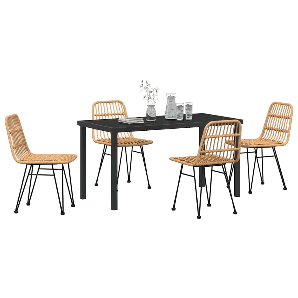 Garten Essgruppe 5 pcs Braun Pulverbeschichteter Stahl