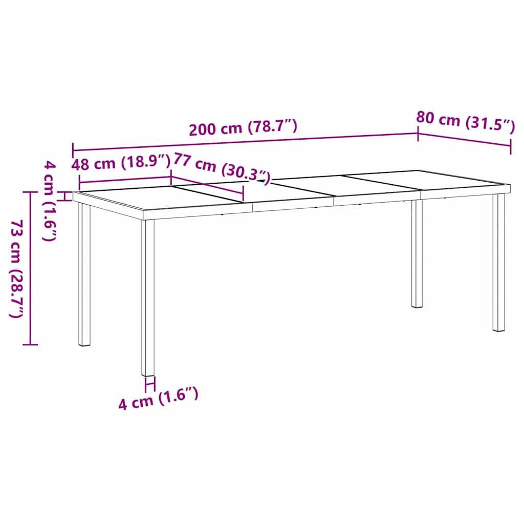 Garten Essgruppe 9 pcs Weiß 200 x 80 x 73 cm
