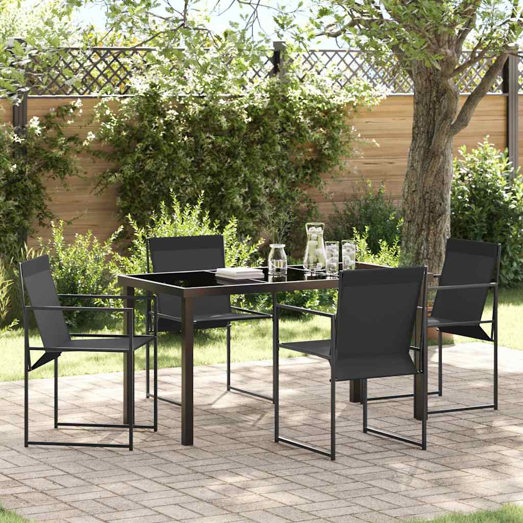 Garten Essgruppe 5 pcs Schwarz Textilene und Stahl