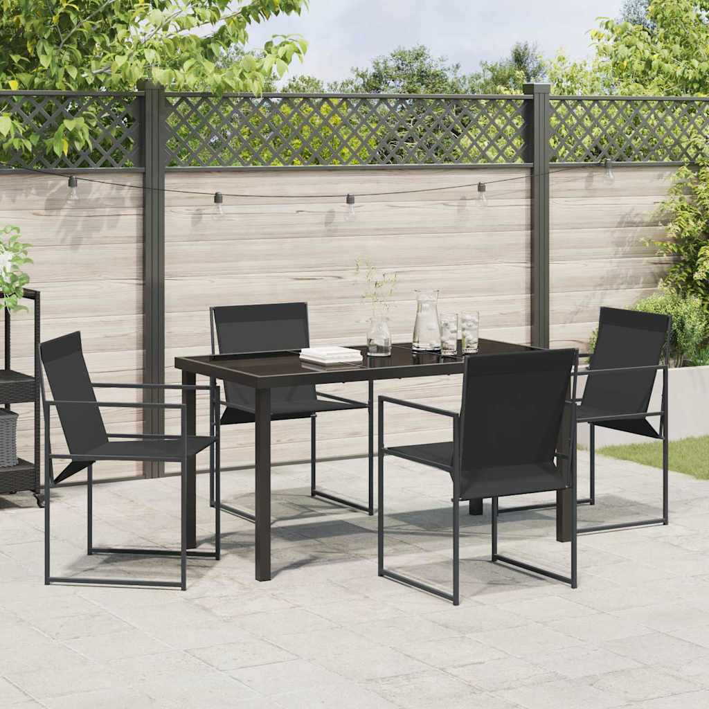 Garten Essgruppe 5 pcs Schwarz Textilene und Stahl
