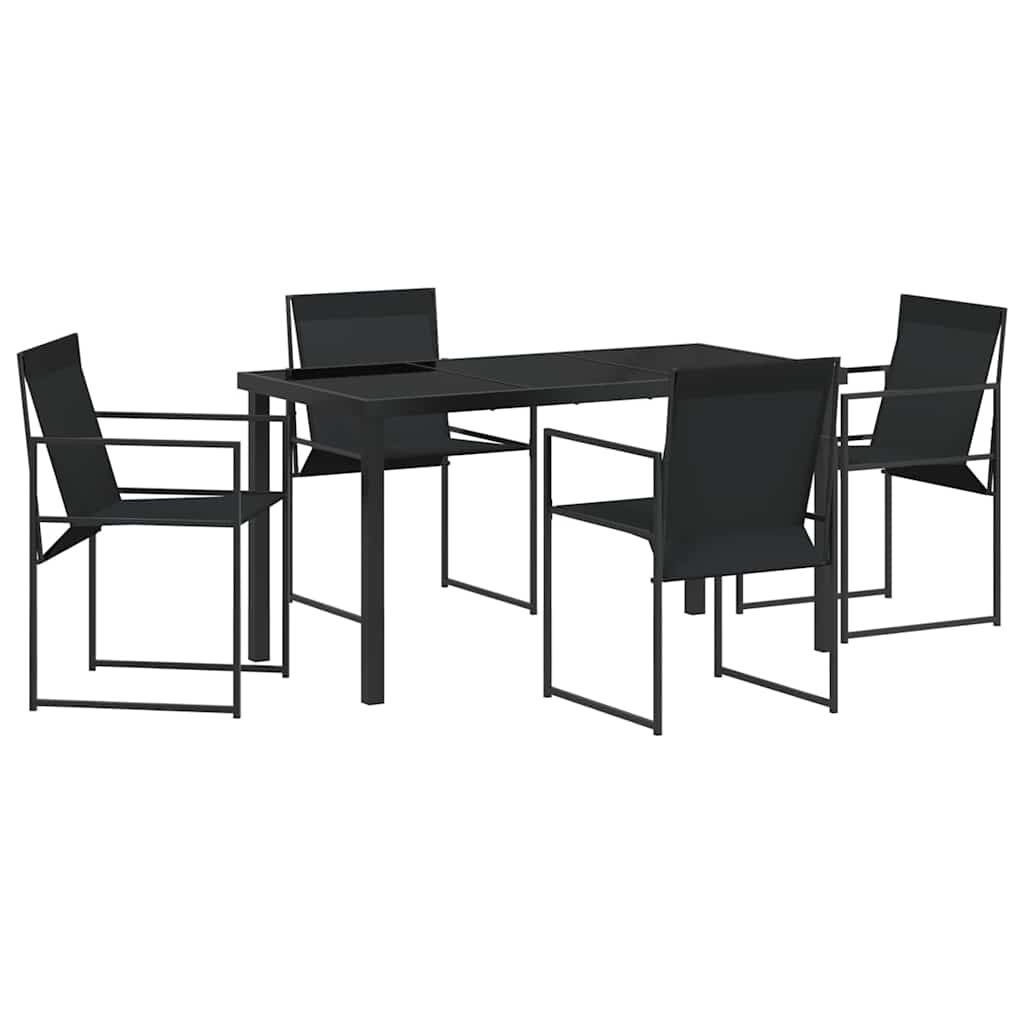 Garten Essgruppe 5 pcs Schwarz Textilene und Stahl