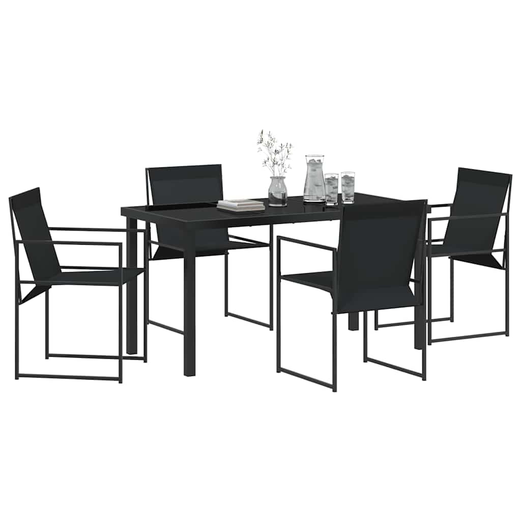 Garten Essgruppe 5 pcs Schwarz Textilene und Stahl