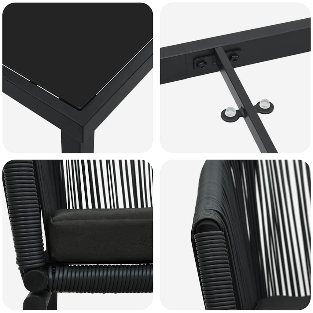 Garten Essgruppe 5 pcs Schwarz Pulverbeschichteter Stahl