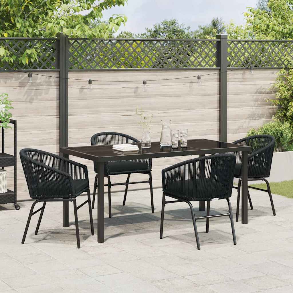 Garten Essgruppe 5 pcs Schwarz Pulverbeschichteter Stahl
