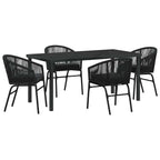Garten Essgruppe 5 pcs Schwarz Pulverbeschichteter Stahl