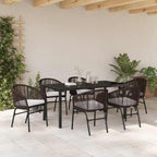 Garten Essgruppe 7 pcs Braun Pulverbeschichteter Stahl