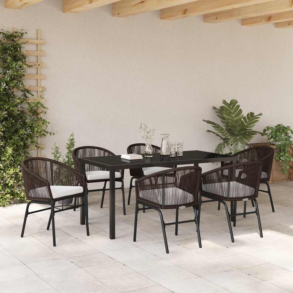 Garten Essgruppe 7 pcs Braun Pulverbeschichteter Stahl