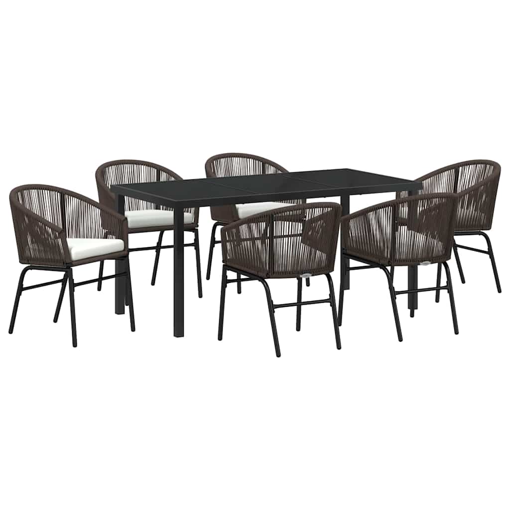 Garten Essgruppe 7 pcs Braun Pulverbeschichteter Stahl