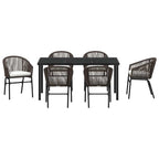 Garten Essgruppe 7 pcs Braun Pulverbeschichteter Stahl