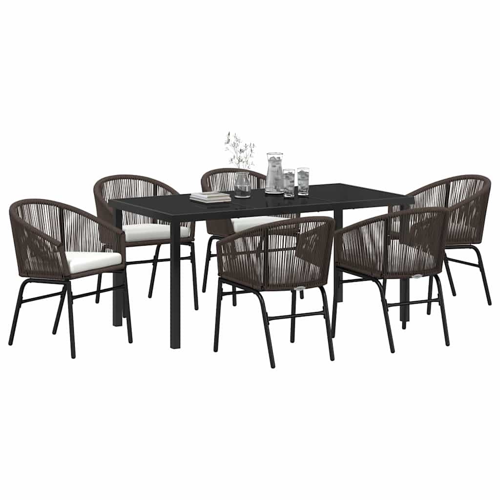 Garten Essgruppe 7 pcs Braun Pulverbeschichteter Stahl