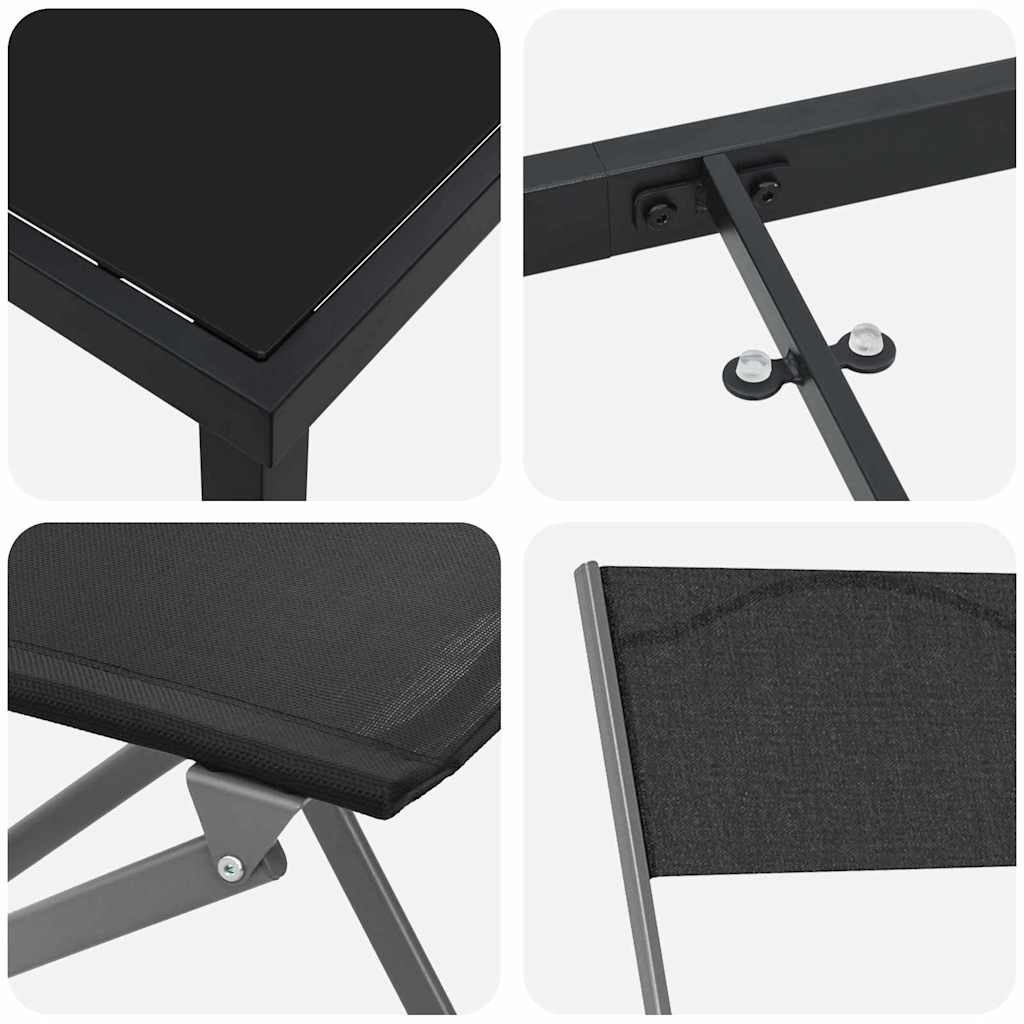 Garten Essgruppe 5 pcs Schwarz Pulverbeschichteter Stahl