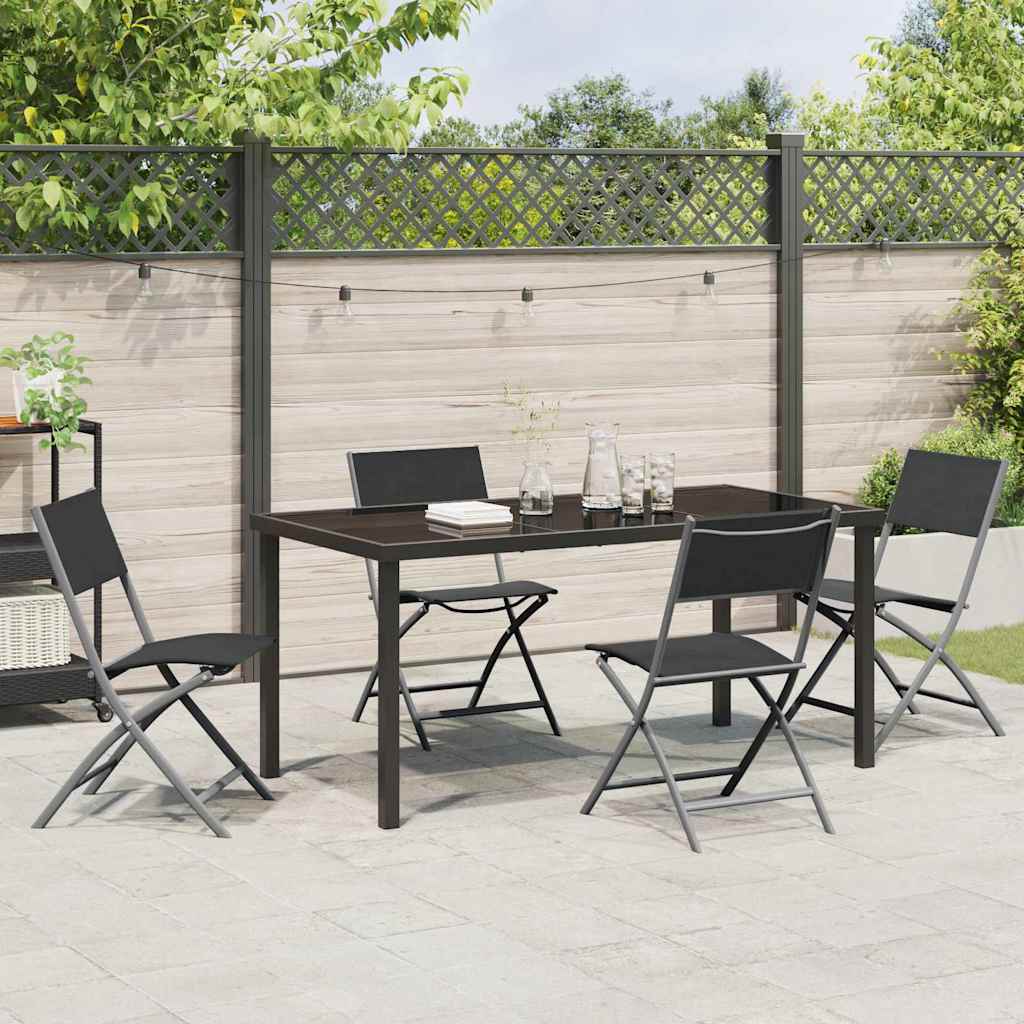 Garten Essgruppe 5 pcs Schwarz Pulverbeschichteter Stahl
