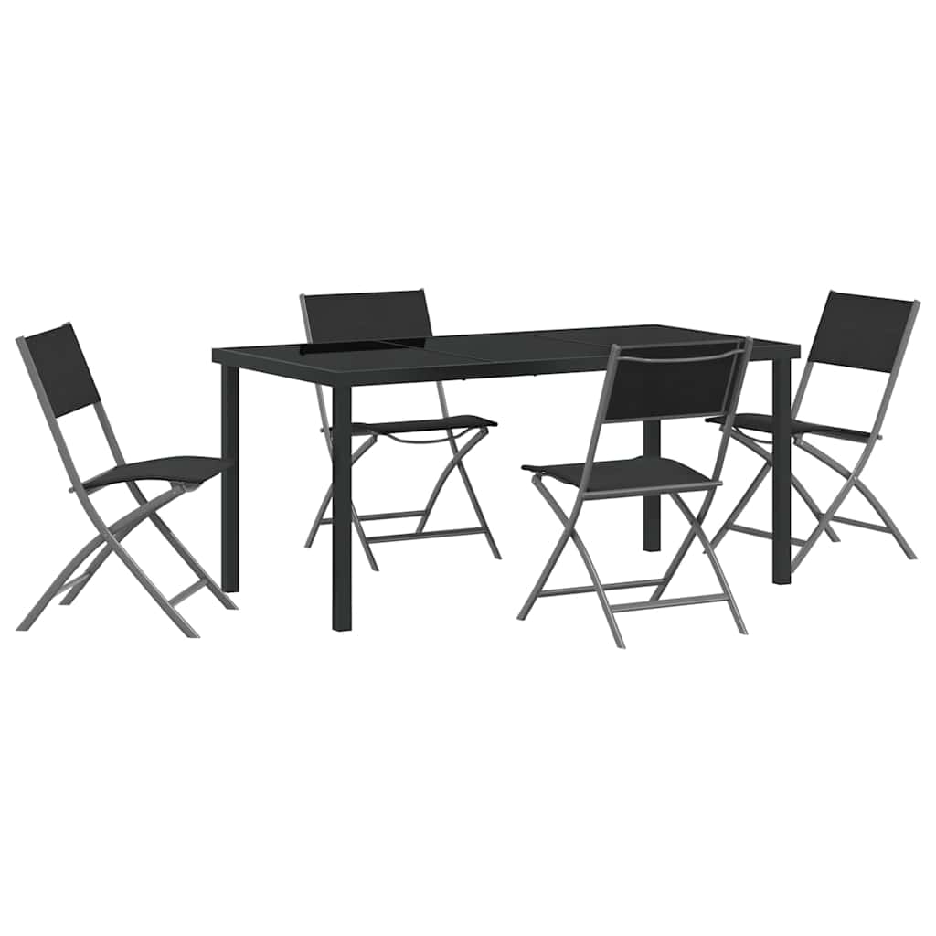 Garten Essgruppe 5 pcs Schwarz Pulverbeschichteter Stahl