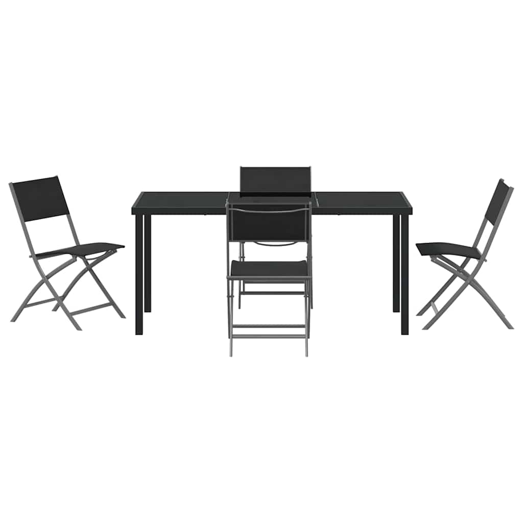 Garten Essgruppe 5 pcs Schwarz Pulverbeschichteter Stahl