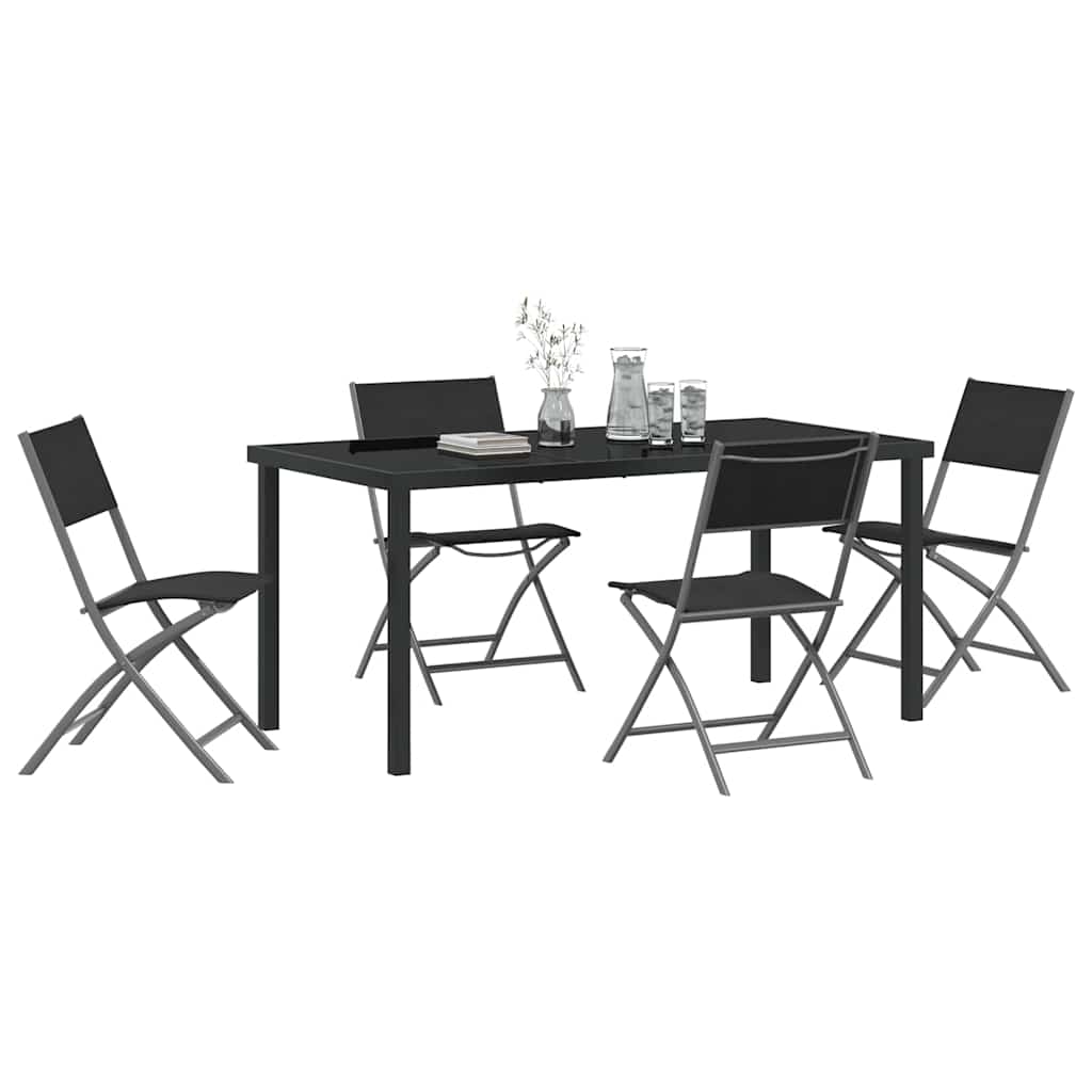 Garten Essgruppe 5 pcs Schwarz Pulverbeschichteter Stahl