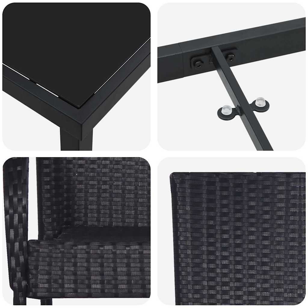 Garten Essgruppe 5 pcs Schwarz Pulverbeschichteter Stahl