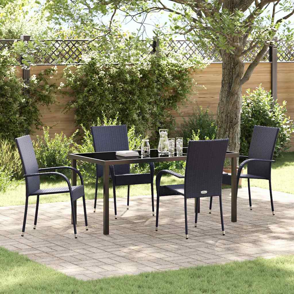 Garten Essgruppe 5 pcs Schwarz Pulverbeschichteter Stahl