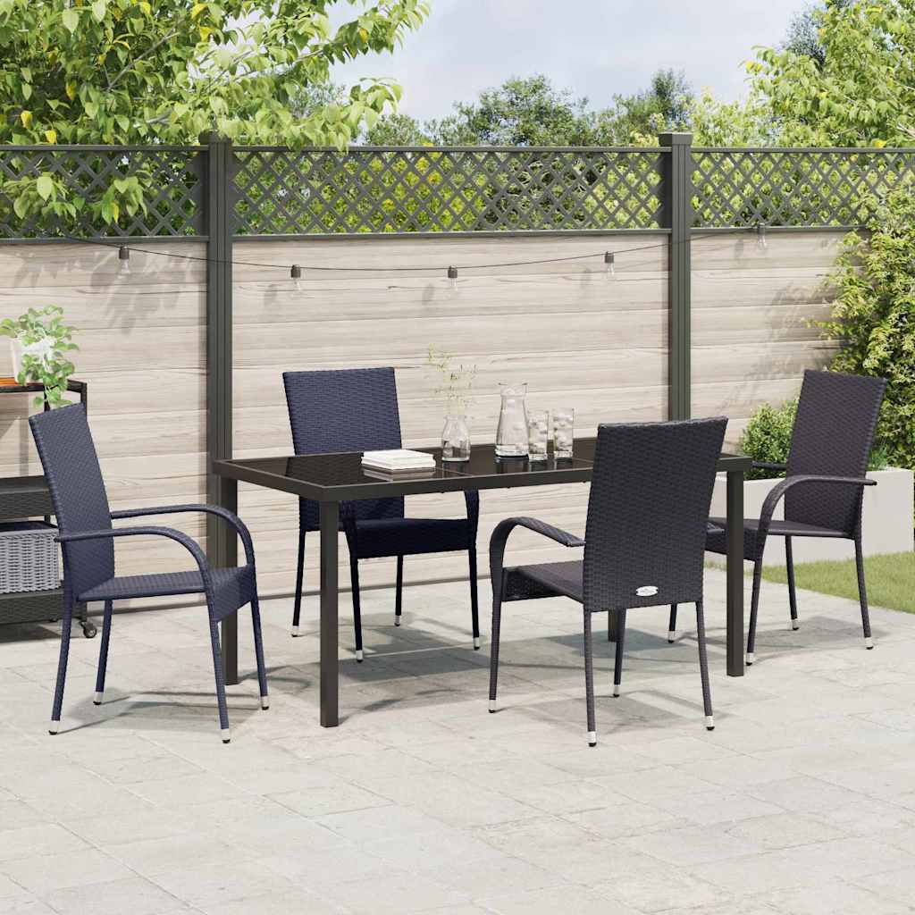 Garten Essgruppe 5 pcs Schwarz Pulverbeschichteter Stahl