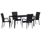 Garten Essgruppe 5 pcs Schwarz Pulverbeschichteter Stahl