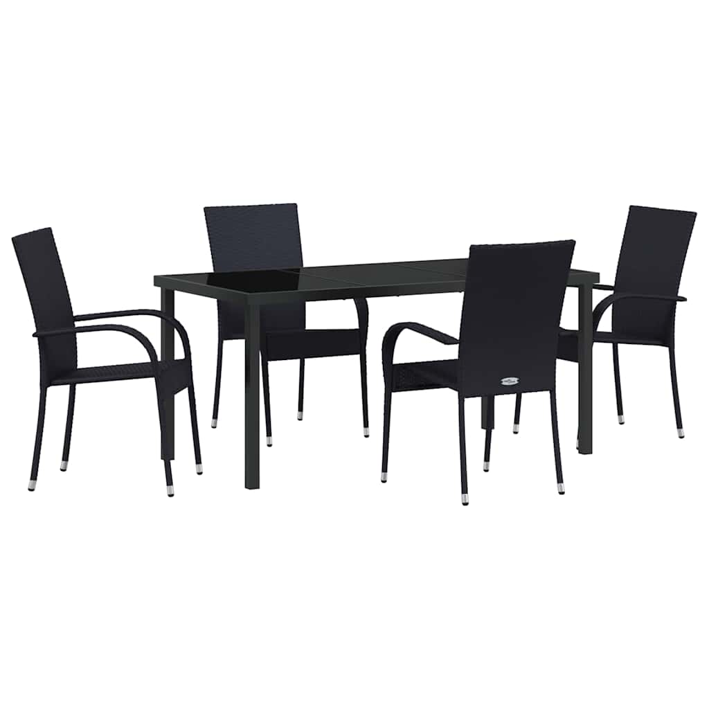Garten Essgruppe 5 pcs Schwarz Pulverbeschichteter Stahl