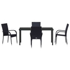 Garten Essgruppe 5 pcs Schwarz Pulverbeschichteter Stahl