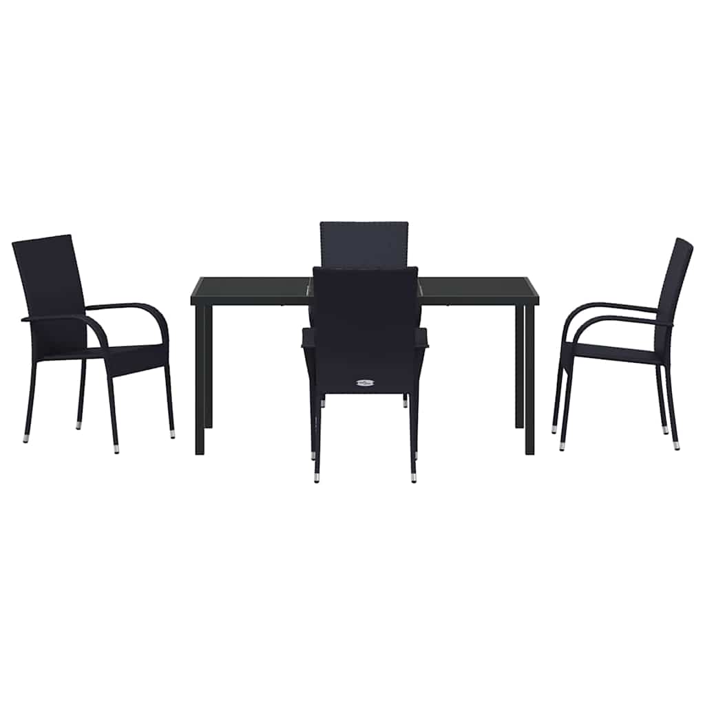 Garten Essgruppe 5 pcs Schwarz Pulverbeschichteter Stahl