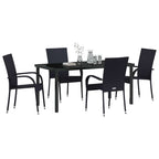 Garten Essgruppe 5 pcs Schwarz Pulverbeschichteter Stahl