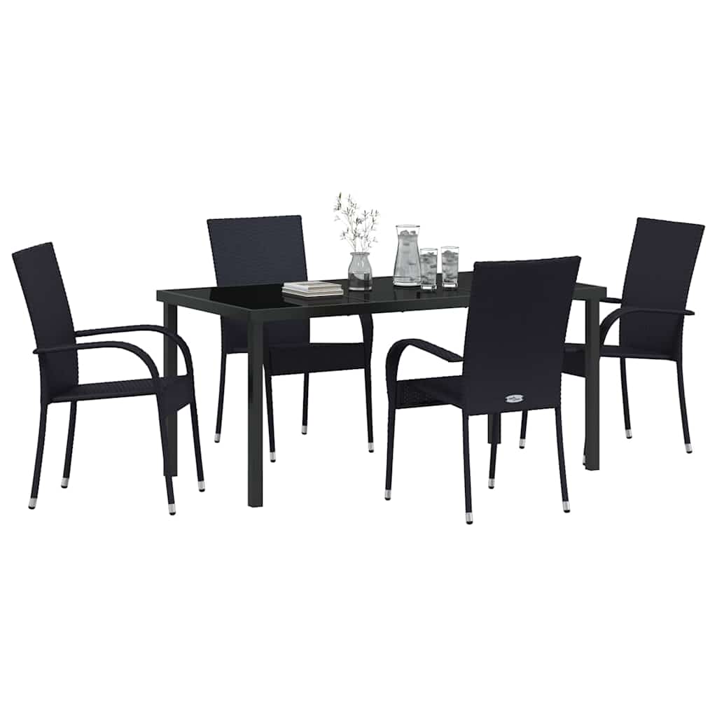 Garten Essgruppe 5 pcs Schwarz Pulverbeschichteter Stahl