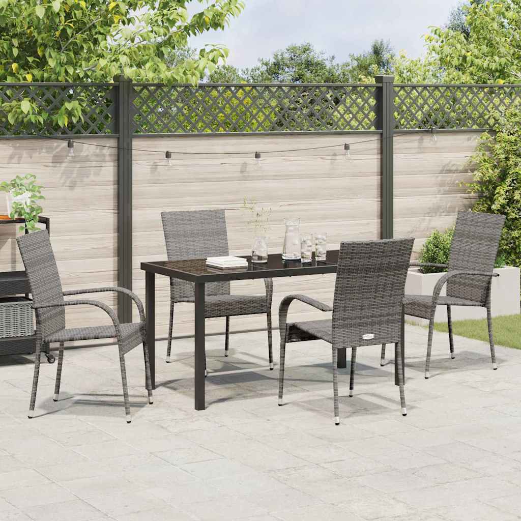 Garten Essgruppe 5 pcs Grau Pulverbeschichteter Stahl