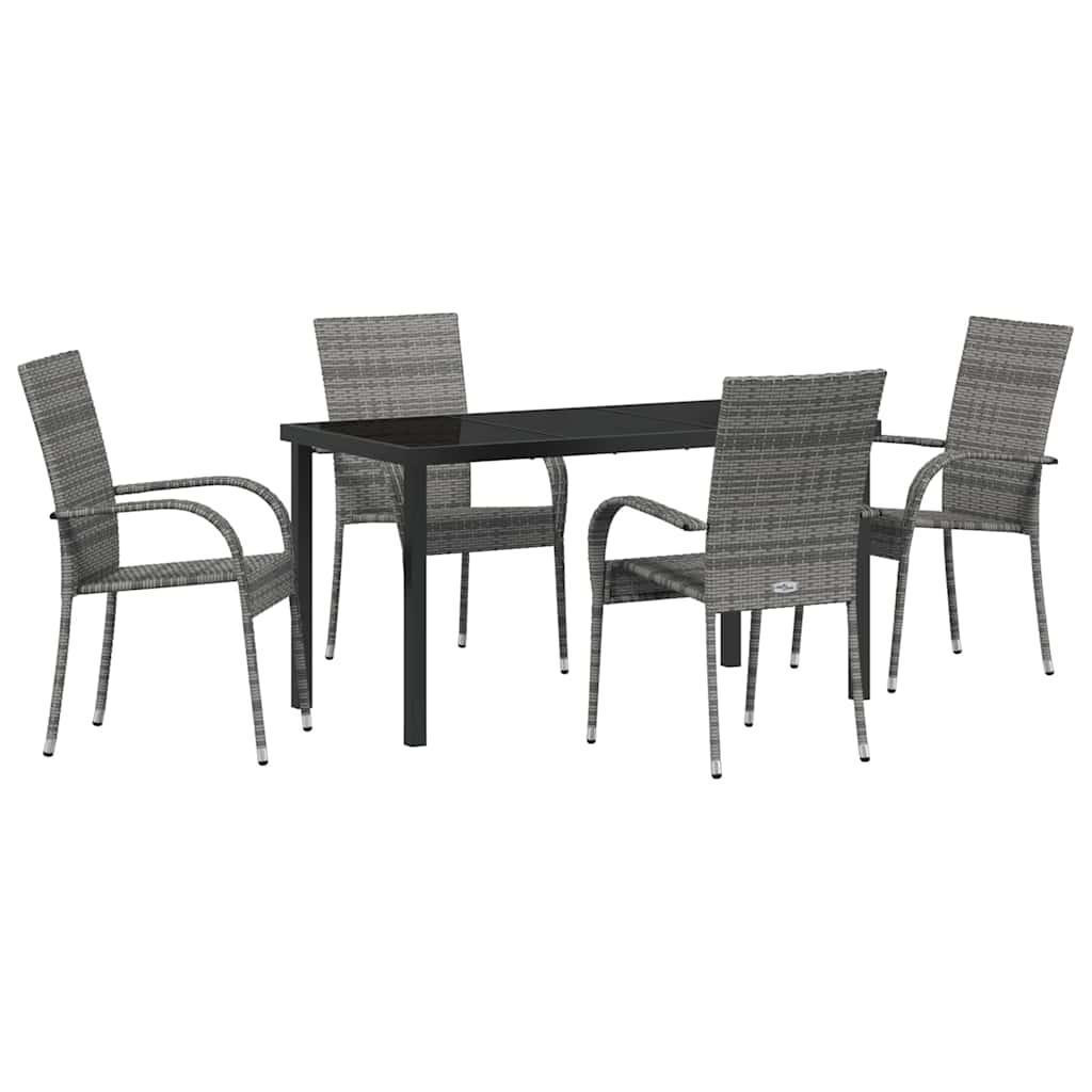 Garten Essgruppe 5 pcs Grau Pulverbeschichteter Stahl