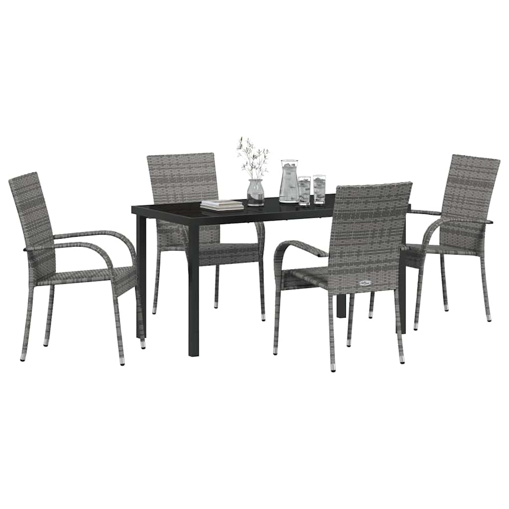 Garten Essgruppe 5 pcs Grau Pulverbeschichteter Stahl