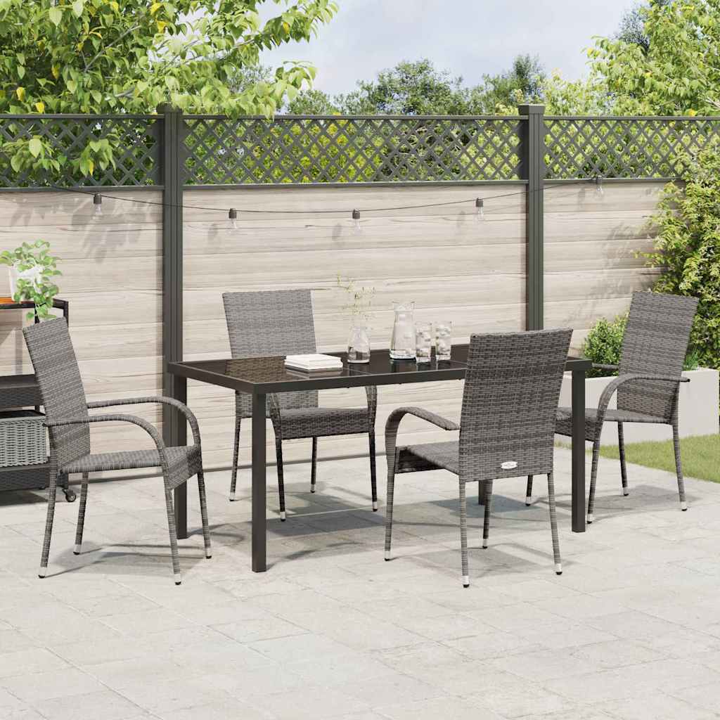 Garten Essgruppe 5 pcs Grau Pulverbeschichteter Stahl