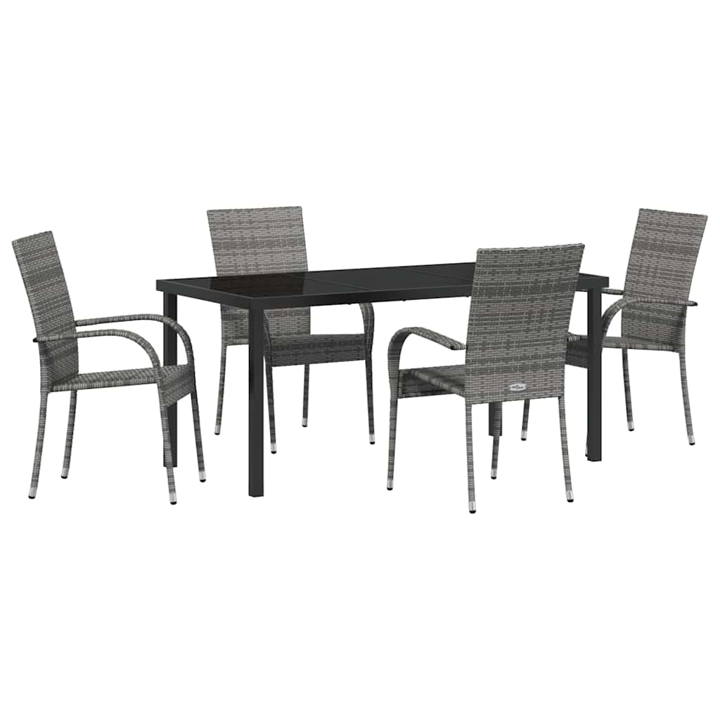 Garten Essgruppe 5 pcs Grau Pulverbeschichteter Stahl