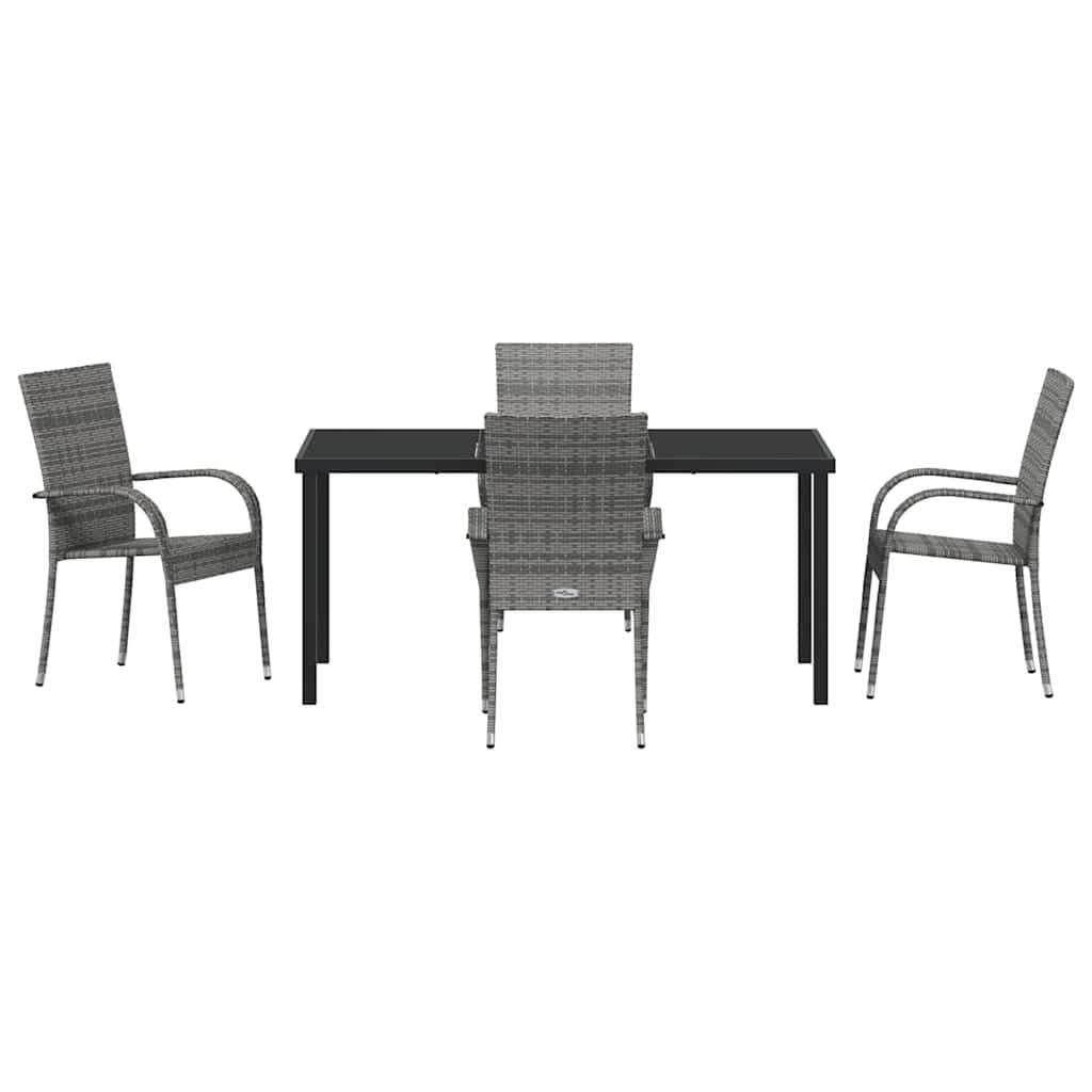 Garten Essgruppe 5 pcs Grau Pulverbeschichteter Stahl